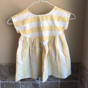 Toddler girl Tea yellow/white striped linen dress